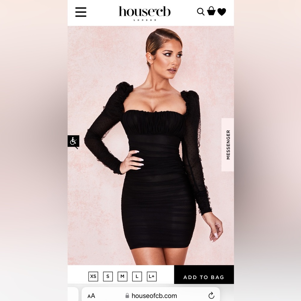 House of CB - Black Gathered Puff Sleeve Camille dress